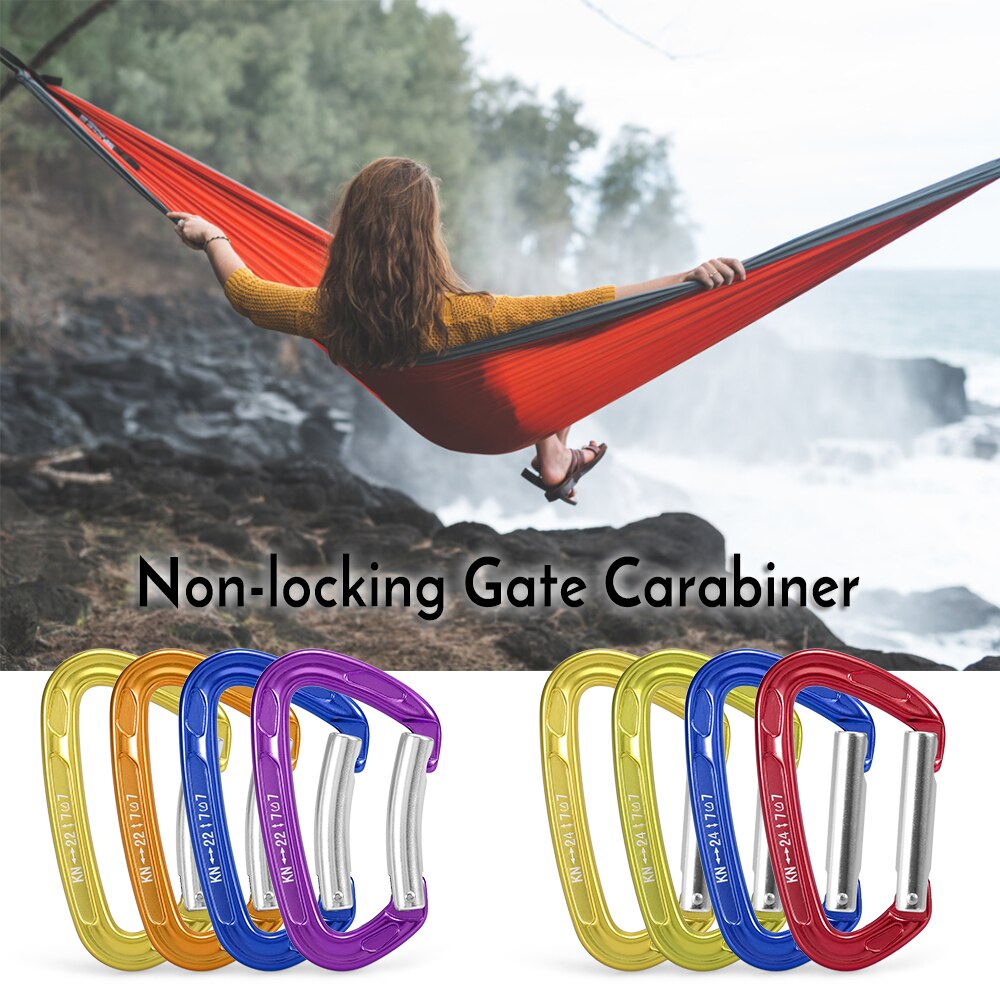 22KN / 24KN Straight Gate Carabiner Non-locking Gate Carabiner Climbing Canyoning Backpacking Hammocks Key Nose Carabiner