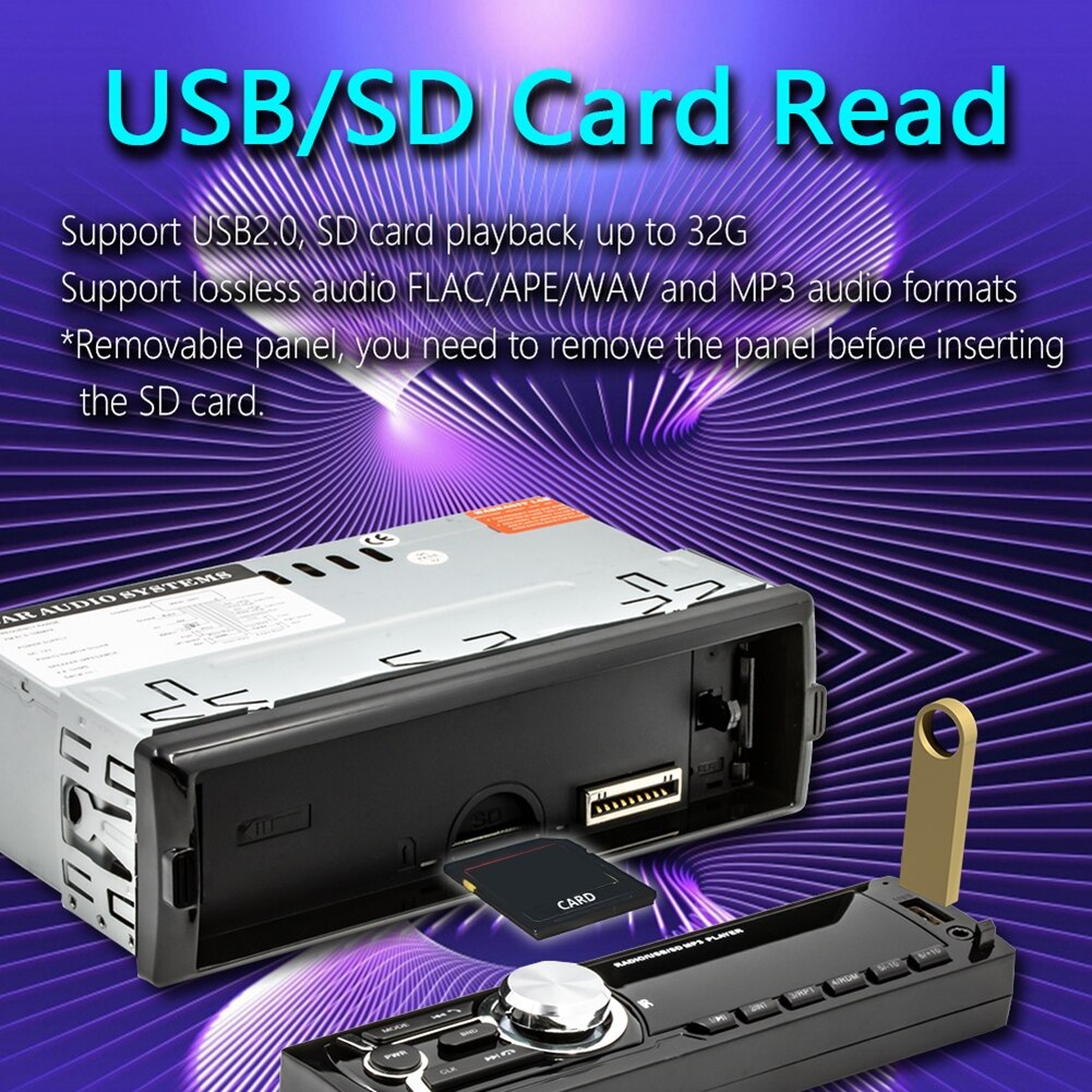 12V 1784E Detachable Car Radio Digital Bluetooth Stereo FM AUX Input MP3 Player Electronic Components Car MP3 Player