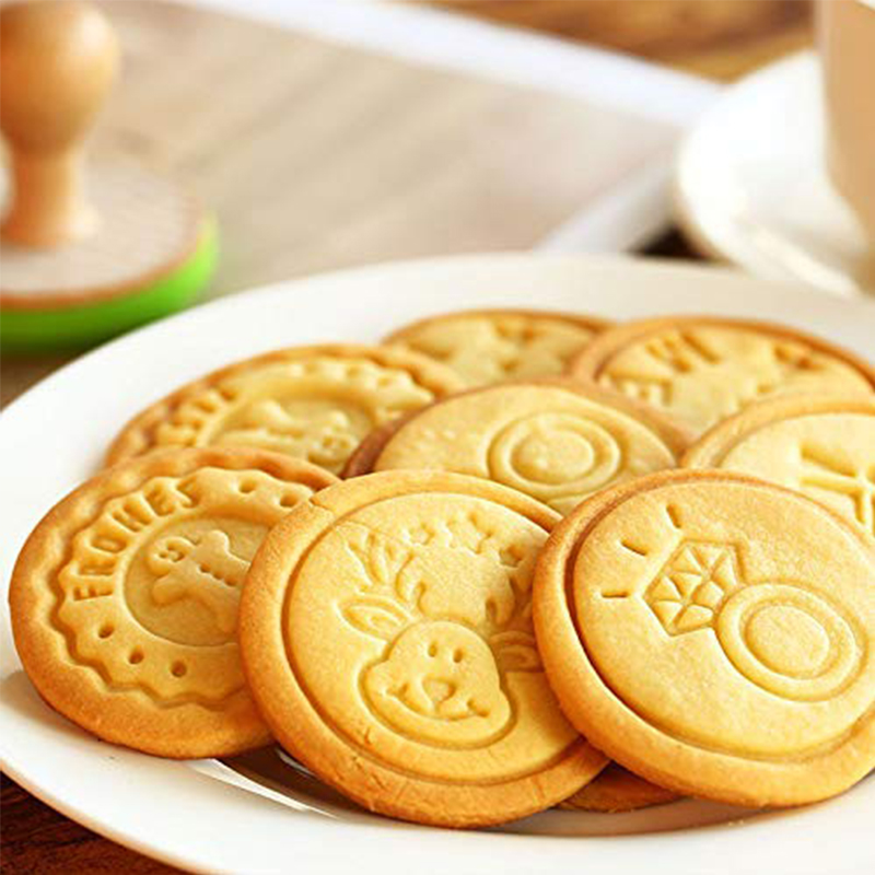 Houten Handvat Siliconen Cookie Postzegels Handpers Diy Biscuit Cutter Stempel Cookie Impressions Cake Mallen Voor Bakken Decoratie Gereedschap