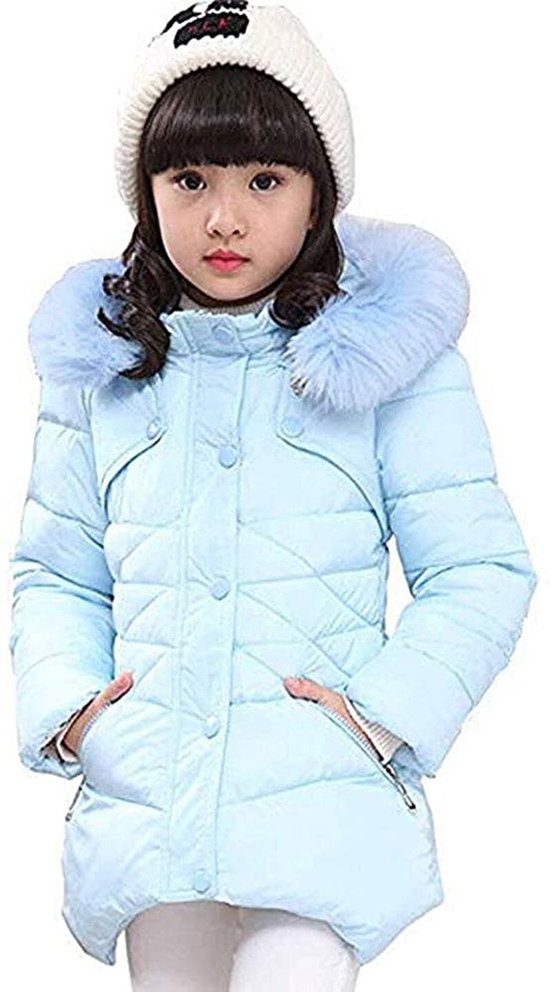 Chaquetas para niños y niñas, abrigo con capucha, Cuello de piel, chaqueta cálida de invierno, Parkas deportivas