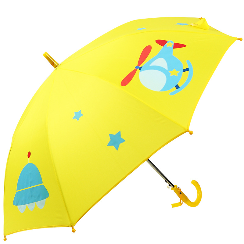Paraply børn lang håndtag regn paraply til børn 3d dyr udskrive søde børn dreng pige solbeskyttelse børneværktøj lyserød  z524: Gul