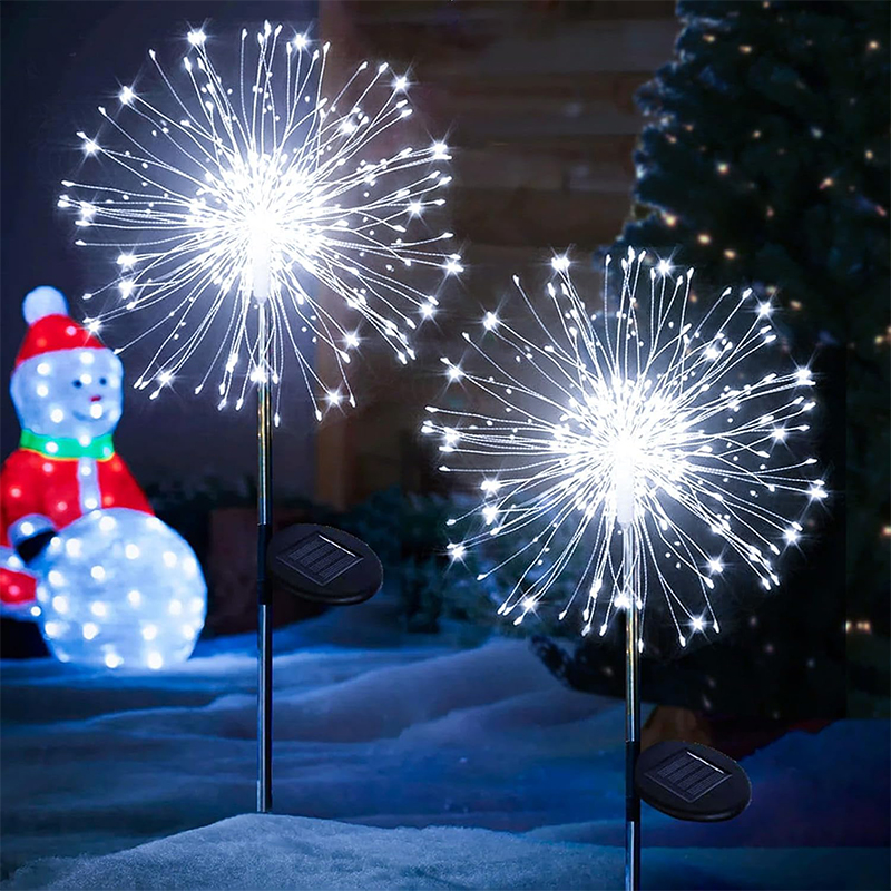 Nuevas luces solares para camino de fuegos artificiales, 420LED, decoración de jardín al aire libre, Patio, césped, paisaje, Patio, luz navideña: Azul / changeable