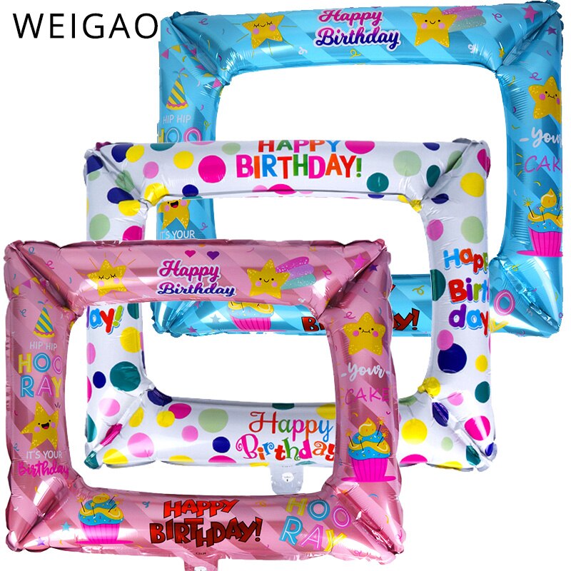 Marco de foto inflable azul rosado Props cabina para selfie accesorios decoración de feliz cumpleaños marco de fotos decoración de