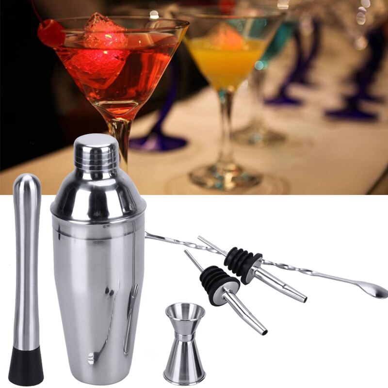 6Pcs 750ml Stainless Steel Cocktail Shaker Bar Set Wine Martini Drink Mixer Bar/Party Tool Bartender
