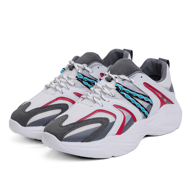 Vintage håndlavede sko sneakers til mænd fritidssko åndbare letvægts mænd sko forår efterår skridsikker populær: Rød / 10