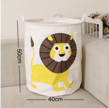 Large animal laundry basket toy storage picnic basket box cotton wash clothes box baby organizer: lion