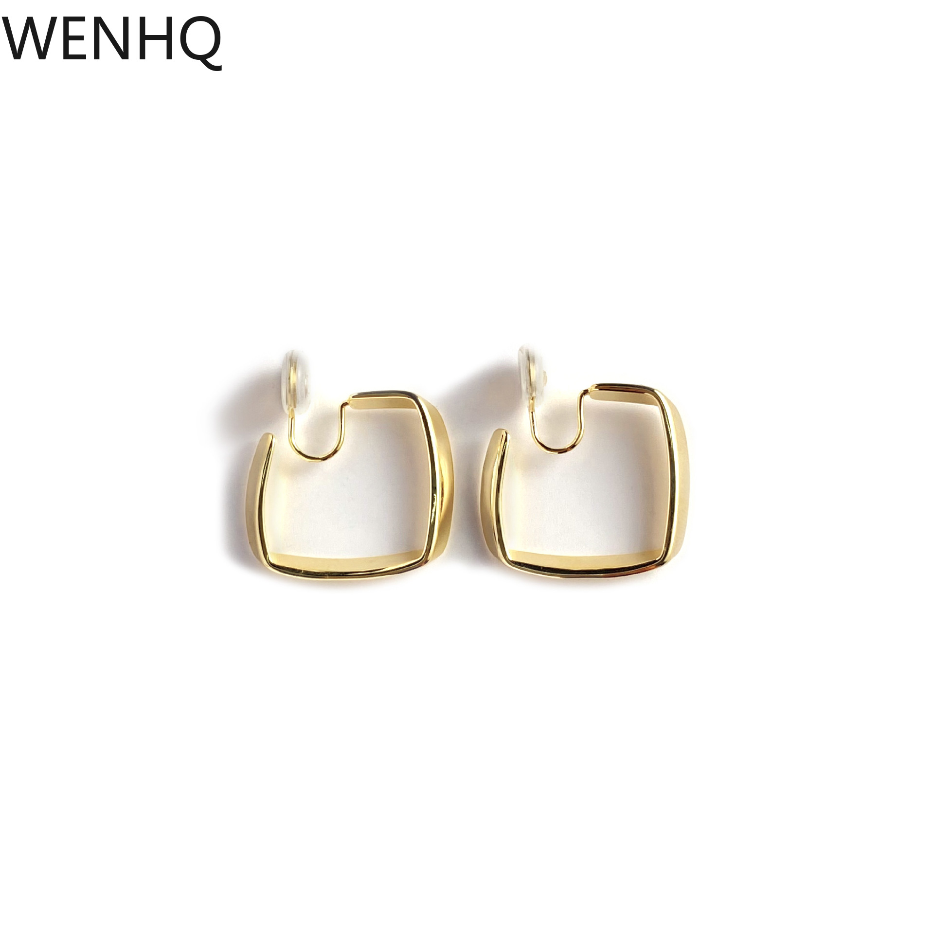 WENHQ Neue Geometrische Gold Farbe Clip auf Ohrringe Keine Durchbohrten Quadratische bilden ErkläSprosse Hypoallergen Manschette Ohrringe
