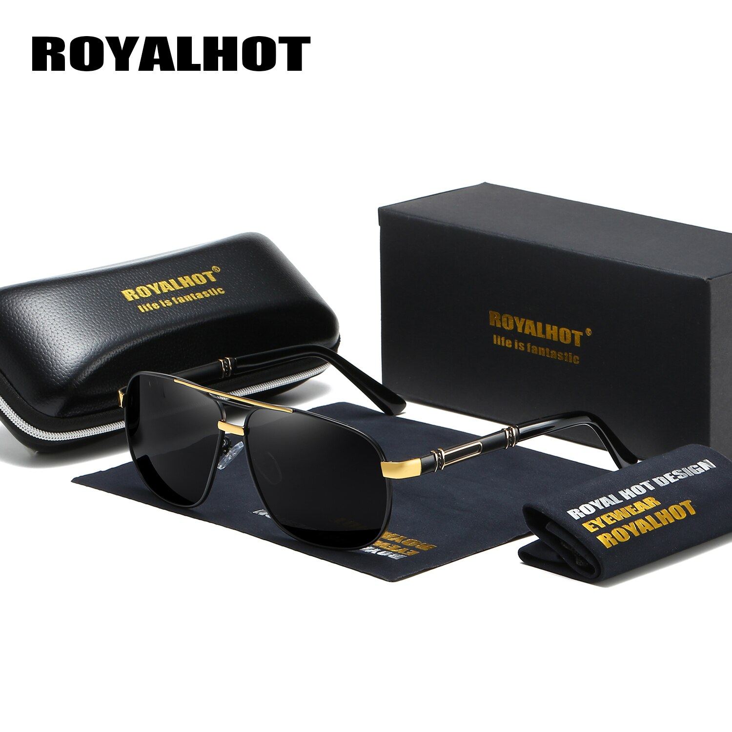 RoyalHot Mannen Vrouwen Gepolariseerde 2 Balken Zonnebril Aloly Frame Zonnebril Rijden Bril Shades Óculos masculino Mannelijke 90082