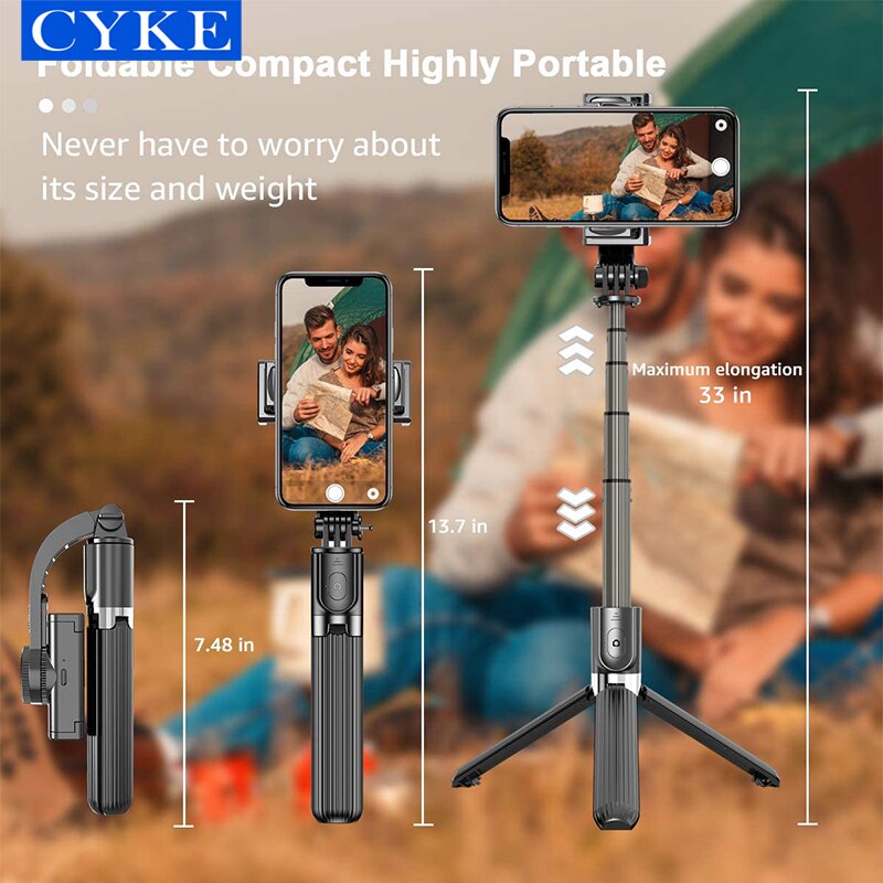 Cyke L08 Gimbal Stabilizer Bluetooths Statief Selfie Stok 360 Rotatie Handheld Anti-Shake Selfie Video Stabilizer