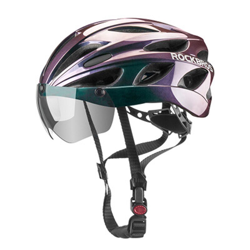 Rockbros Mannen Vrouwen Racefiets Helm Fietsen Eps Integraal Gegoten Helm Mountain Mtb Fiets Veiligheid Helm Met Bril Lens: Gradient Purple