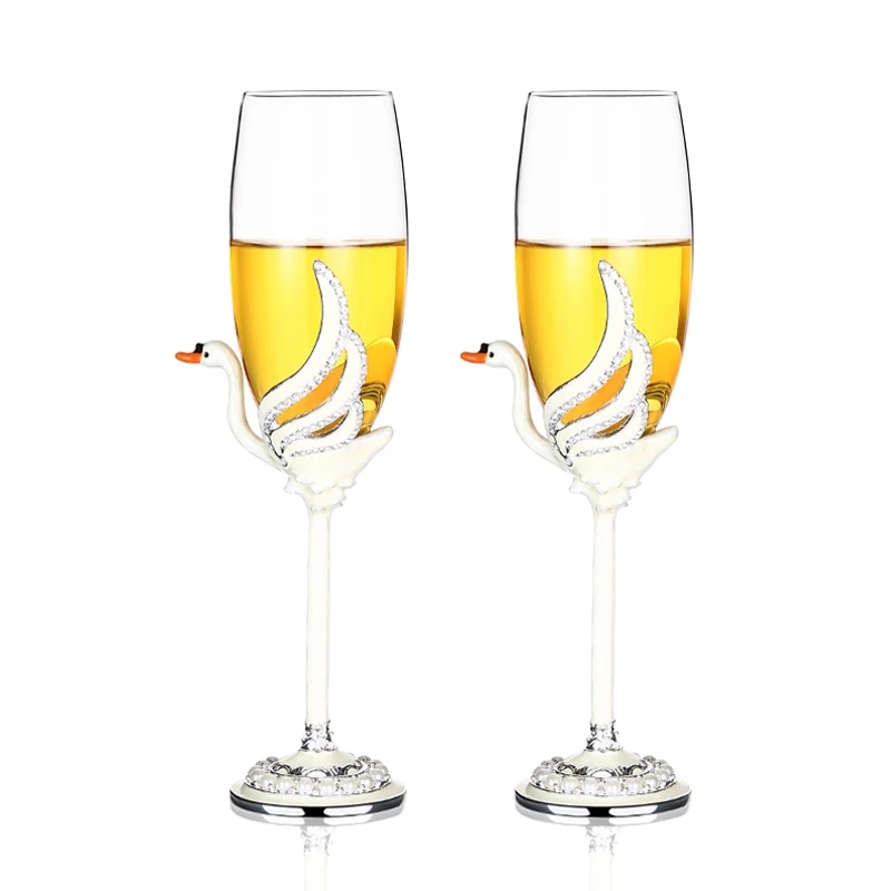 Ensemble de verres à Champagne Double couche, 2 pièces, sans manche, scintillants, haut de gamme, verres à vin rouge, transparents: 2 pcs-H13420