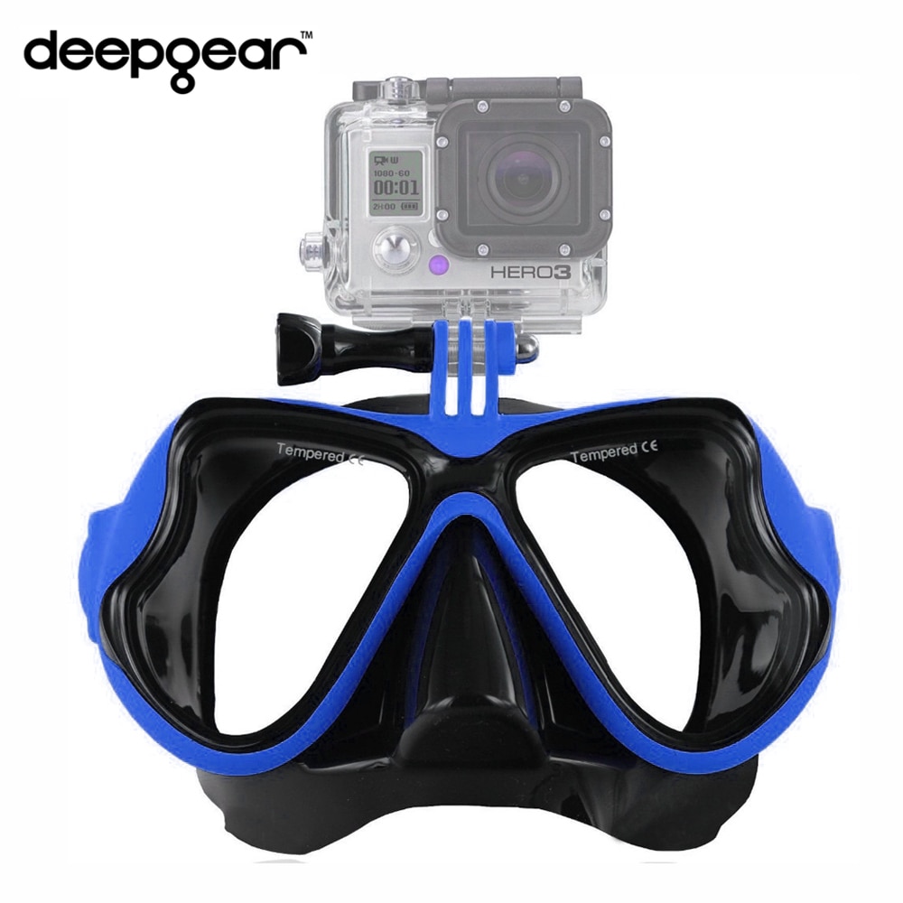 Deepgear meer tauchmaske oben erwachsene kamerahalterung taucherbrille zu Gopro Schwarz silikon blau schnorchel maske oben kurzsichtig schnorchel maske