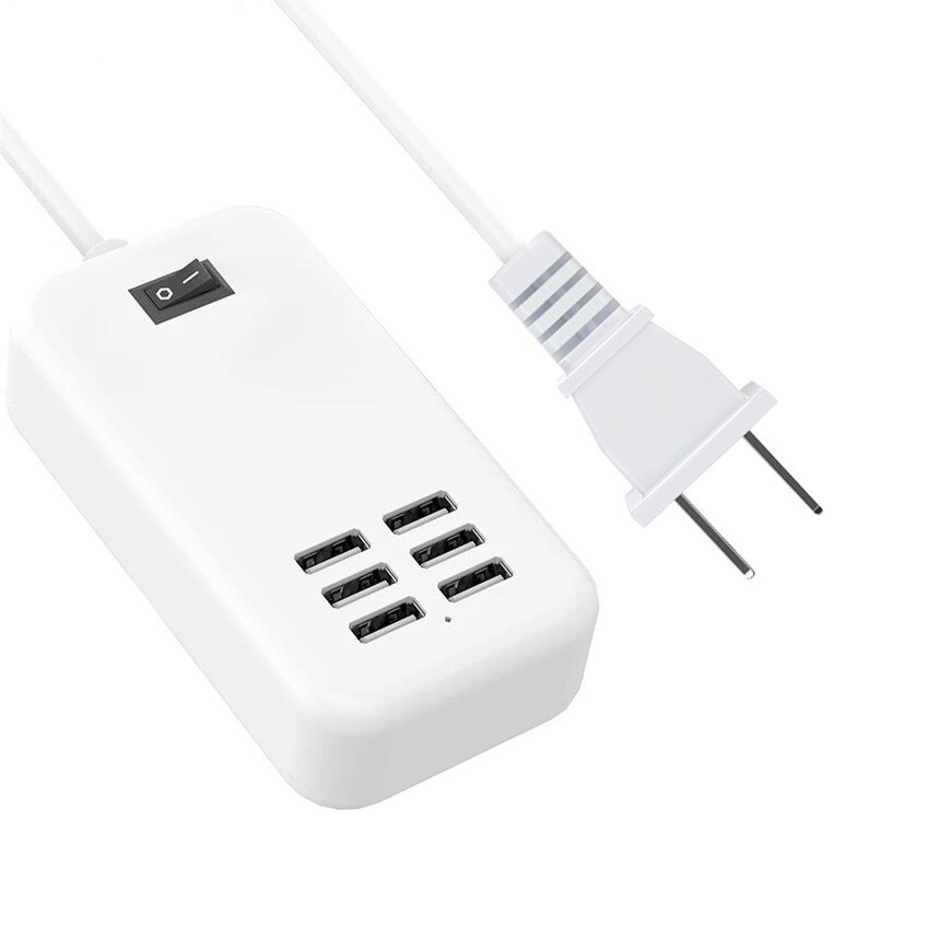 USB HUB 6 Ports Splitter With Switcher Power Adapter Desktop Wall Charging Extension Socket Outlet 5V AC EU US UK Plug: US