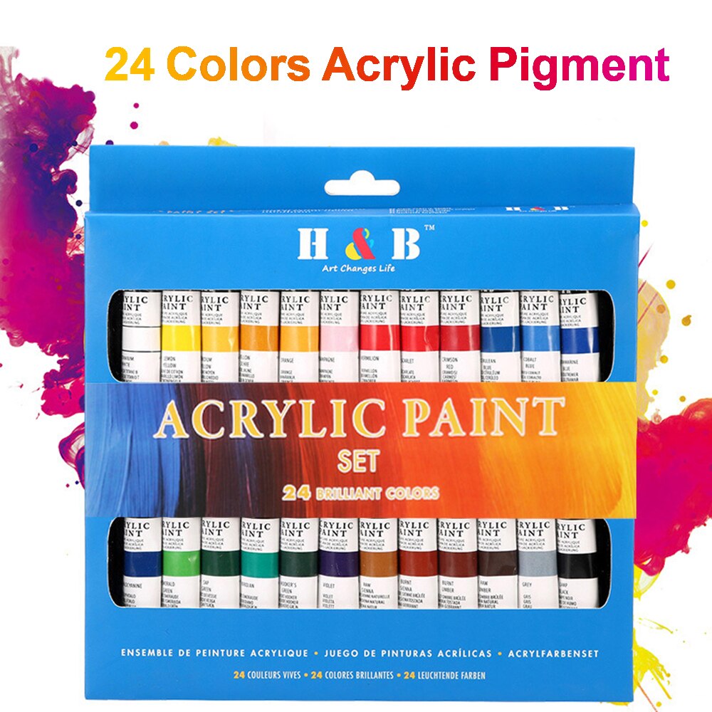 24 Colors Acrylic Paint Drawing Pigment Oil Painting Tube for Artists Beginners Students Drawing Painting Graffiti Art Supplies