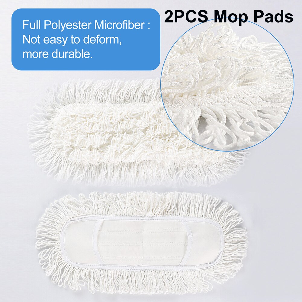 Microfiber Mop Adjustable Stainless Steel Handle with Chenille Microfiber and Polyester Microfiber Pad for Kitchen Bedroom Clean: Polyester Pad