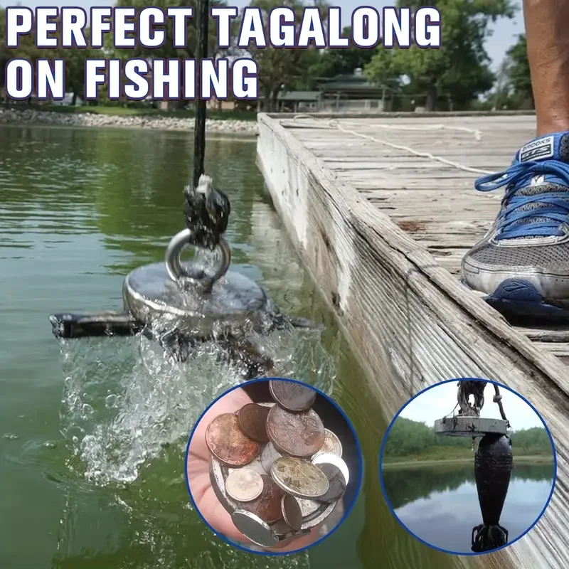 Double-Sided Magnet Fishing Kit With Case, Premium Fishing Magnet Kit For Retrieving Items In River, Lake, Beach, Lawn.