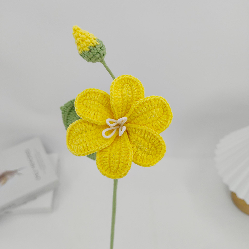 Flores creativas de punto de Paulownia, ramo tejido de ganchillo, decoración de boda, flores falsas, decoración de escritorio: Negro