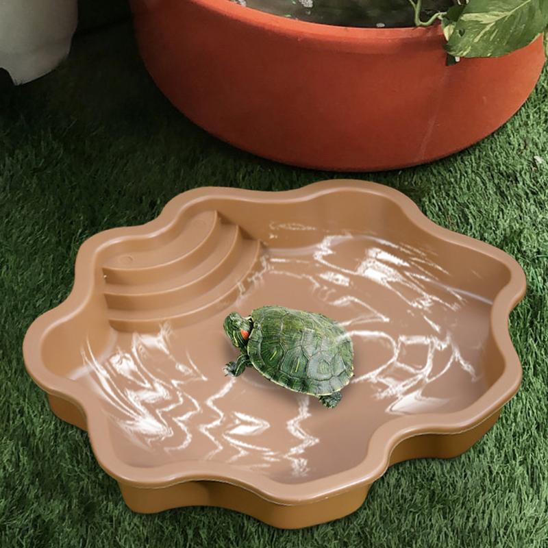 Piscina grande para tortugas, bañera de baño para reptiles, cuenco de alimentación para lagartos, Habitat con rampa, alimentador de tortugas, cuenco para Geckos pequeños