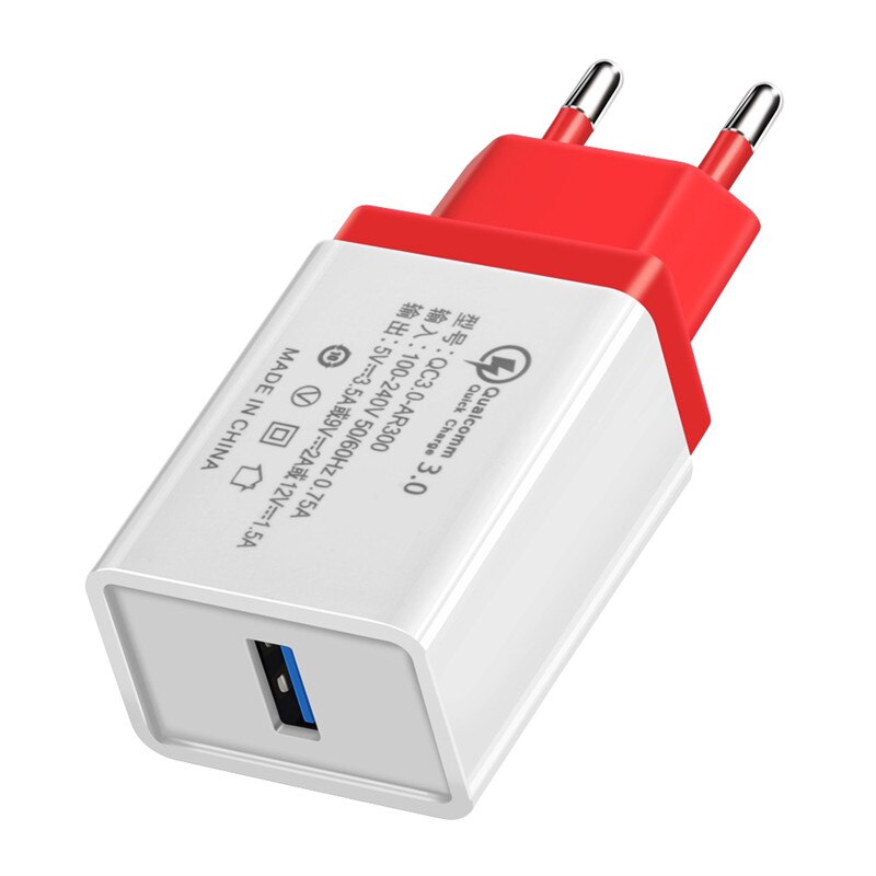 Szybkie ładowanie QC 3.0 Smart Fast 3 ładowarka ścienna USB dla iphone Xiaomi Samsung Huawei szybkie ładowanie ładowarka telefon komórkowy: EU Plug / Red