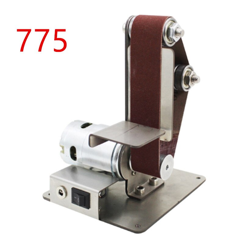 Mini båndsliber slibemaskine slibebånd slibemaskine polering sandpapir fast vinkel maskine skrivebord lodret: 775 uden adapter