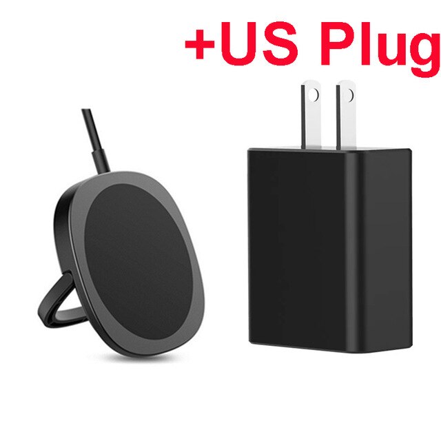 Caricabatterie Wireless magnetico Magsafing originale 15W per iPhone 12 Pro Max Mini ricarica rapida USB C ricarica rapida PD US EU Plug: Black with US Plug