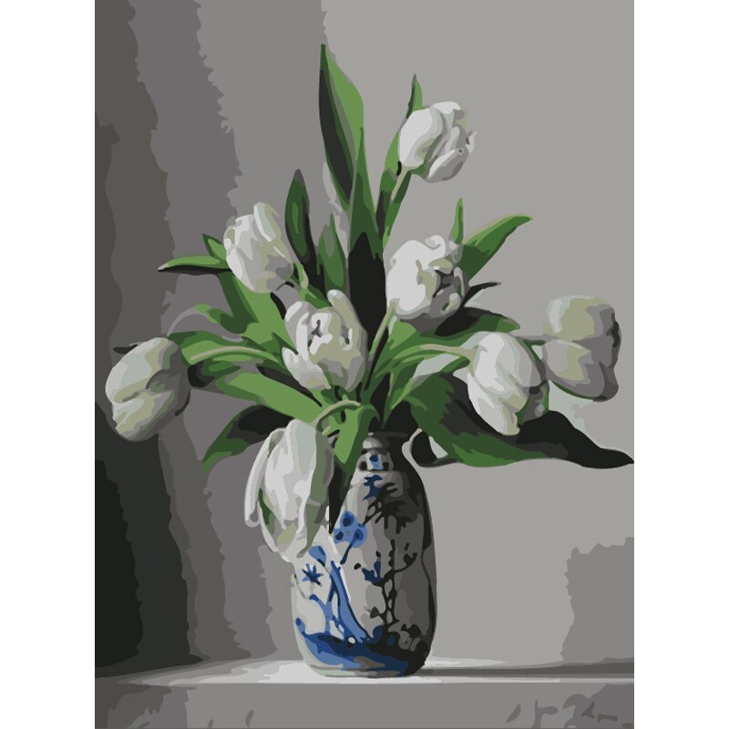 No Frame DIY Painting By Numbers Flower Tulip And Quiet Oil Painting Abstract Canvas Drawing Wall Decor HandPainted Kits: 1994
