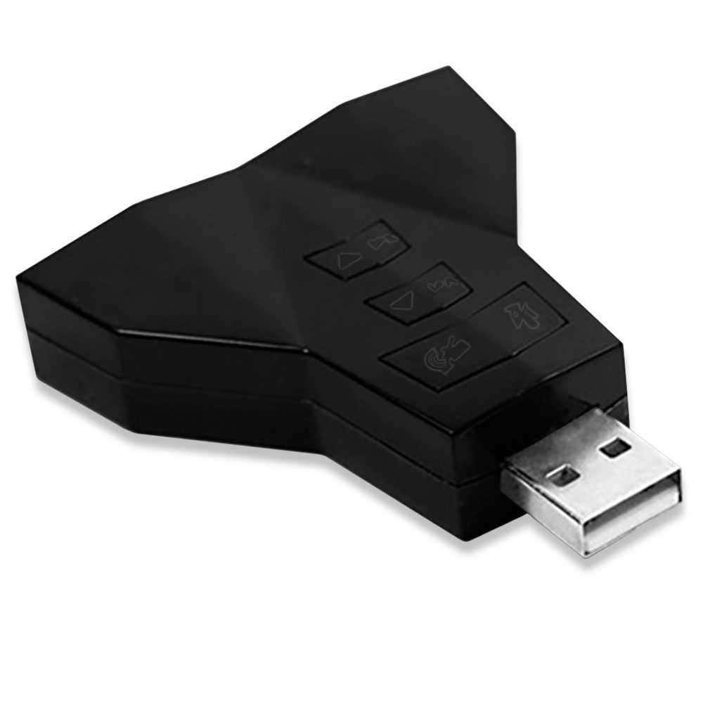 USB 2.0 External Hi 3D 7.1 Audio Sound Card Adapter MIC Stereo Headphone Black