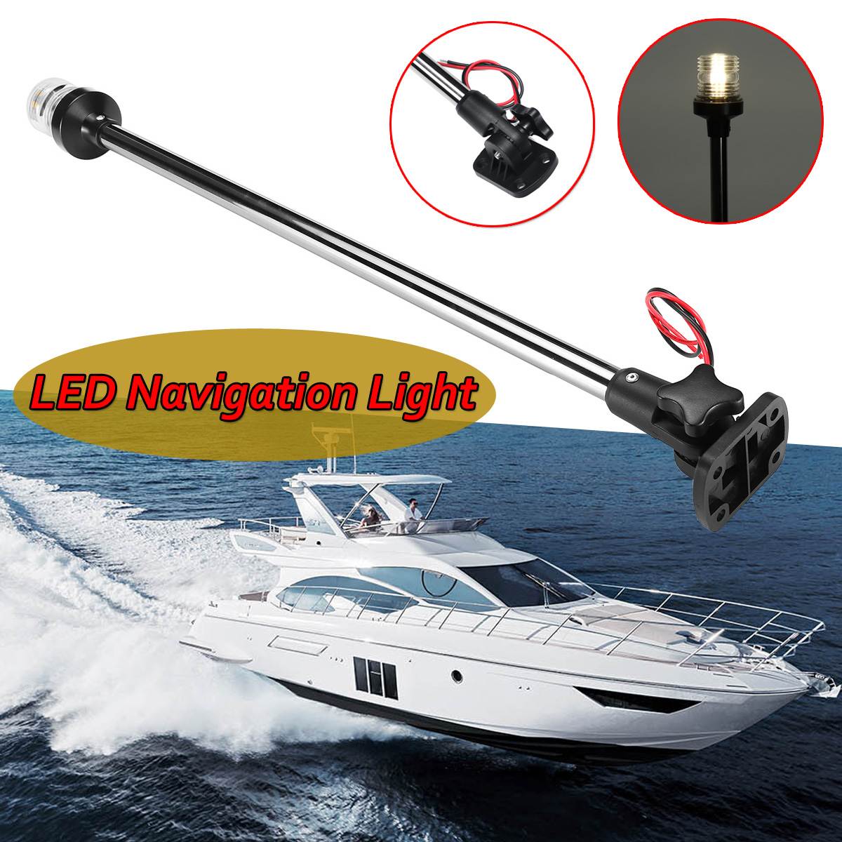 Fäll ner 12-24v 9.8/16/25 marina för båt led navigationsljus marina för båt yacht akter ankare ljus led segel ljus