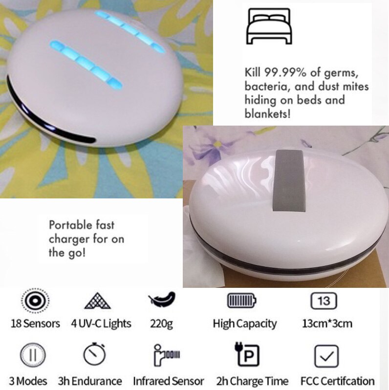 EU/US IN STOCK Cleaner Rob World's First Bacteria Killing Robot UV Sterilizers Mite Killer Smart Robot for Home Travel Household