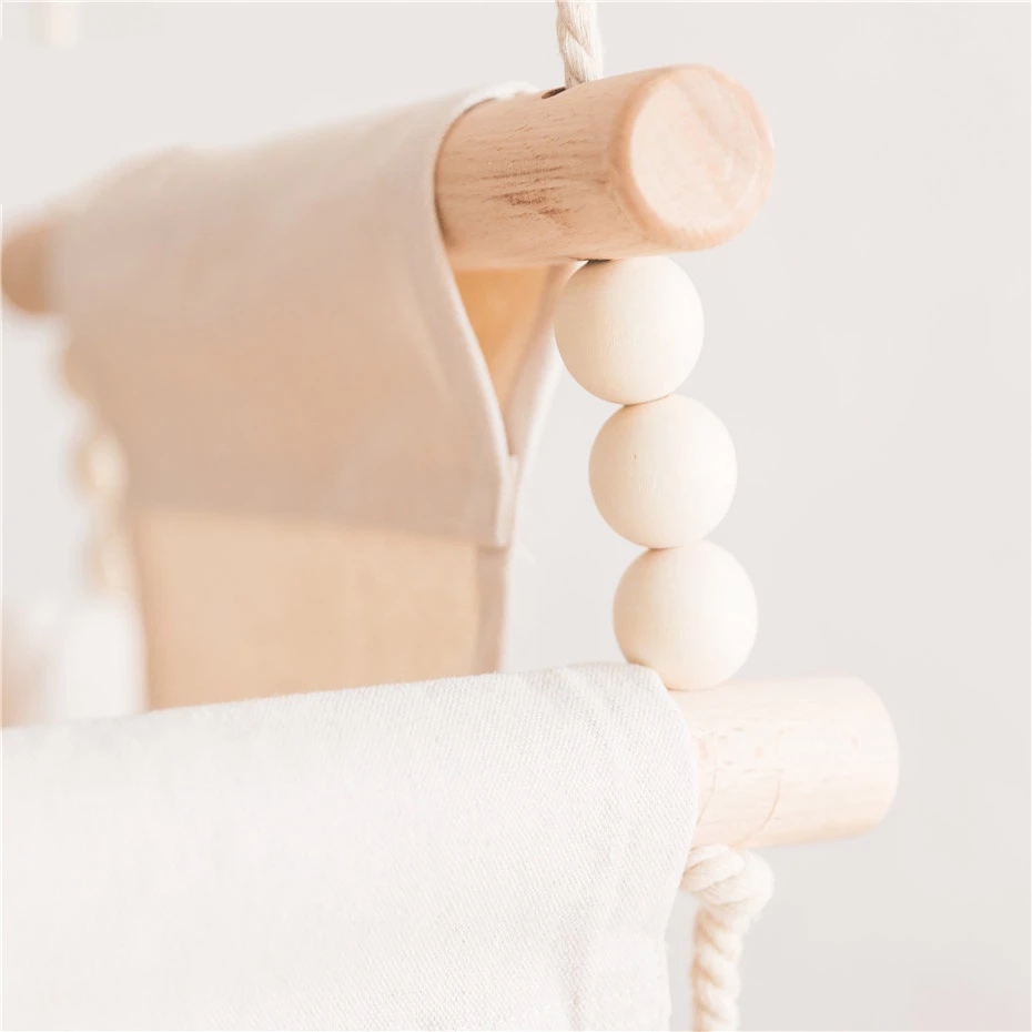 Chaise balançoire en bois pour bébé, balançoire suspendue en toile, jouet de sécurité pour enfants