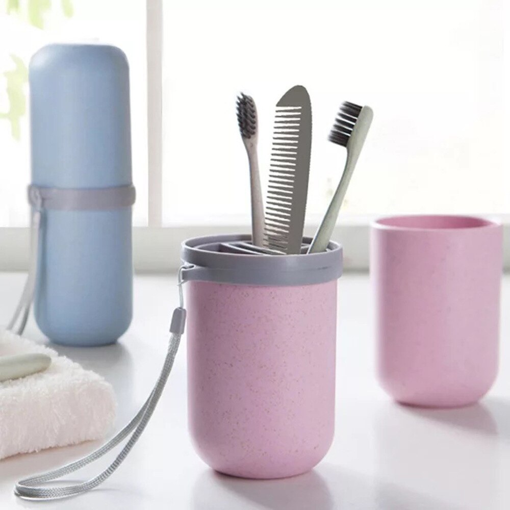 Ronde / vierkante tarwestro plastic reisbeker tandenborstel tandpasta bewaarbeker draagbare tandenborstel mondbeker