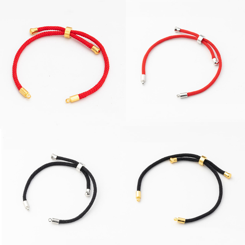 5 stk/parti 3mm svart rødt tau tilbehør justerbar lenke kjede for gjør-det-selv-koblinger sjarm armbånd smykkefremstilling
