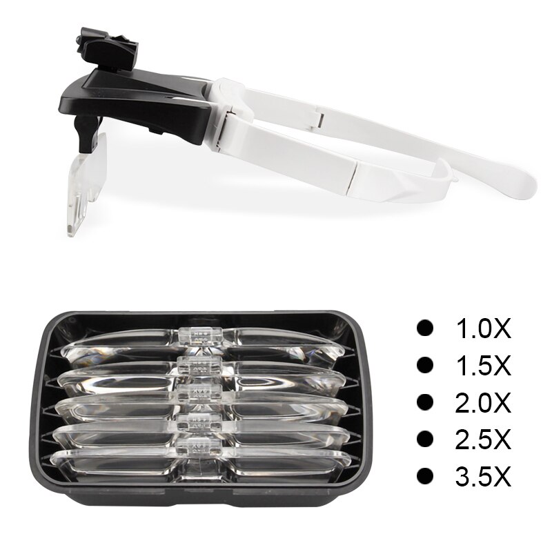 5 Lens Adjustable Loupe Magnifying Glasses With LED Light Lamp Head Magnifier For Eyelash Extension Magnifier Beauty Makeup Tool: Default Title