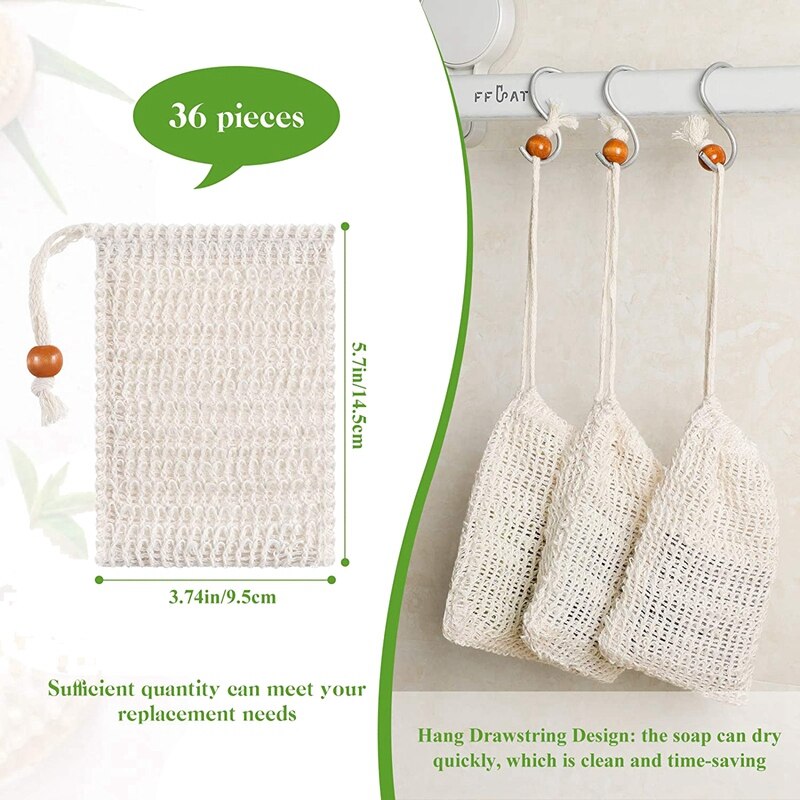 36 Pack Seife Peeling Taschen, seife Sparer gemacht Sisal Gittergewebe Seife Tasche Bar Seife Tasche mit Kordelzug für Schlecht &Ampere; Dusche Verwenden