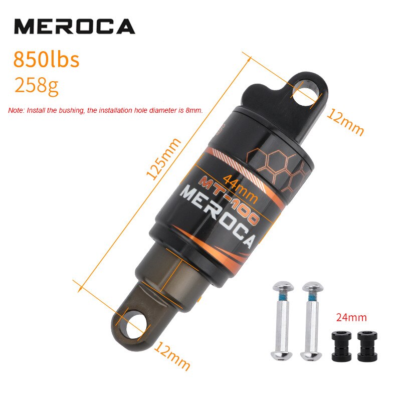 1Pcs Bicycle Air Rear Shock MTB Hydraulic Spring Shock Absorber Electric Vehicle Snowmobile Mountain Downhill Bike Absorber: 125mmx850lbs