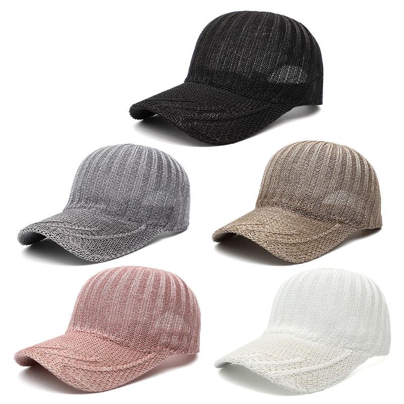 Kvinner mesh sommer strikket baseball lokk pustende mesh ensfarget snapback hatt  x7xc