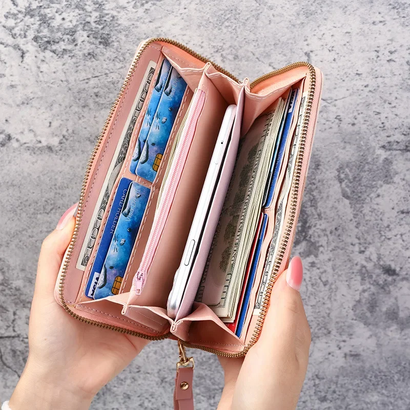Punge med lynlås møntpung dame lange korte punge håndtasker kvinder clutch kortholder pu læder pengepung seddelpung