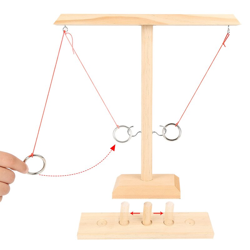 Gioco Ring Toss gioco interattivo di lancio in legno Casual stile industriale Bar famiglia Desktop anello da lancio gioco Hook and Loop Ring