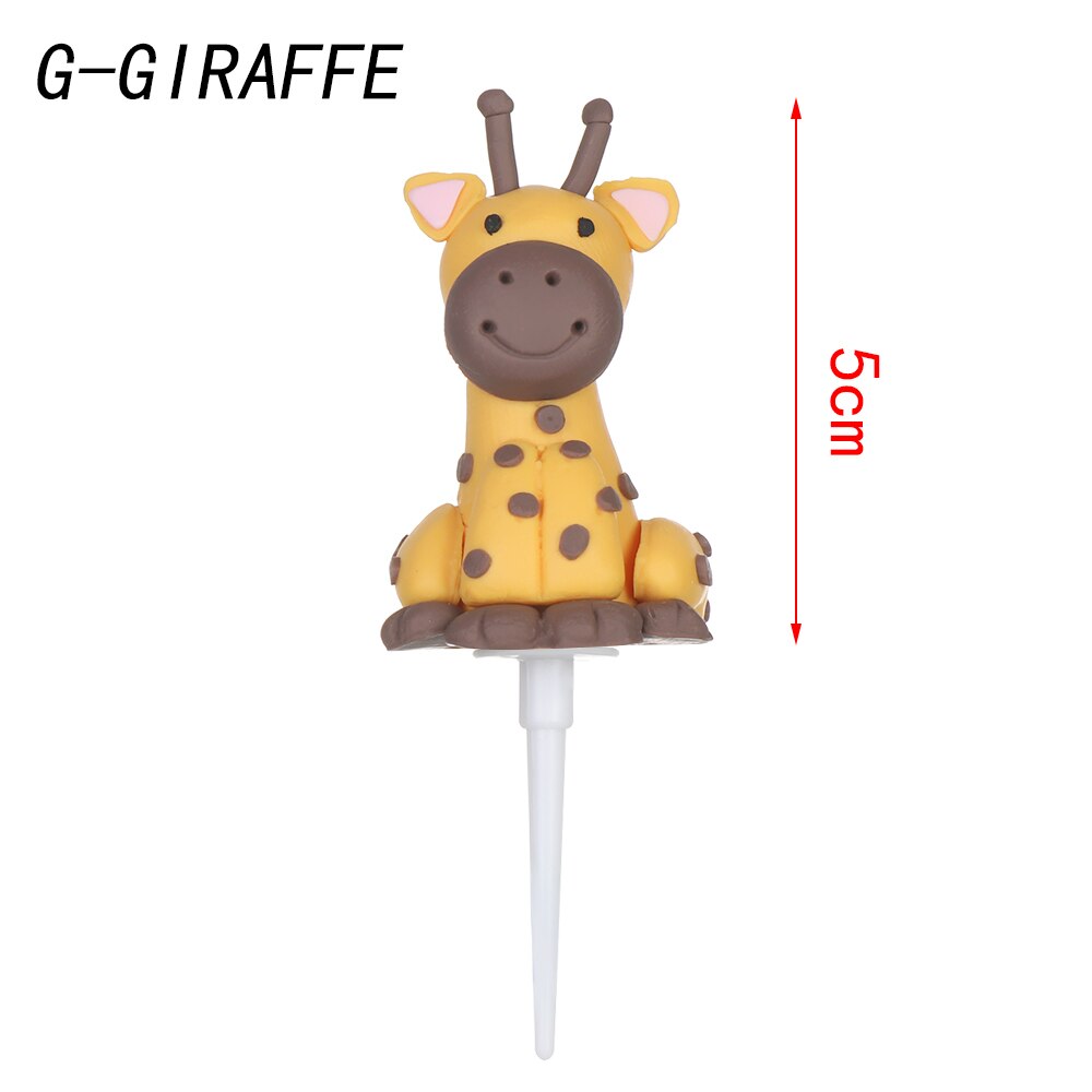 1PC Cartoon Animal Forest Trees Cake Toppers Soft Pottery Picks Cute Safari Jungle Animal DIY Craft Birthday Cake Decor: G