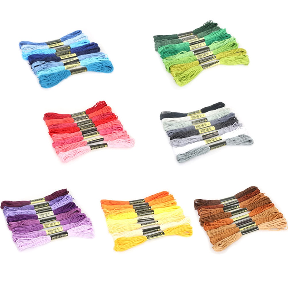 8Pcs 7.5m Waterproof High Toughness Cotton Embroidery Threads Floss DIY Craft Cross Stitch Threads Sewing Thread Sewing Tools