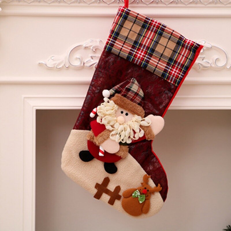 Calcetines de Navidad para decoración de chimenea, bolsas grandes de de Navidad, Año , 2022, bolsa de embalaje de dulces, adornos de árbol de ciervo