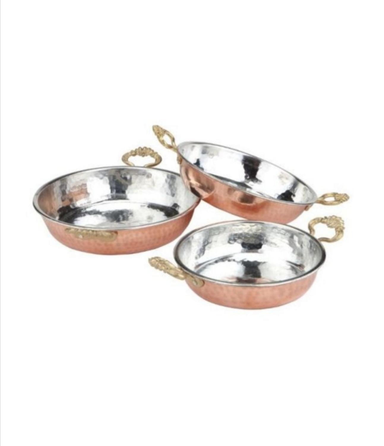 Koper Sahan Bakirtava | Turkısh Traditionele | 3 Stuks Verschillende Maten | Omelette | Yumurta Bakken | Turkse Keuken |