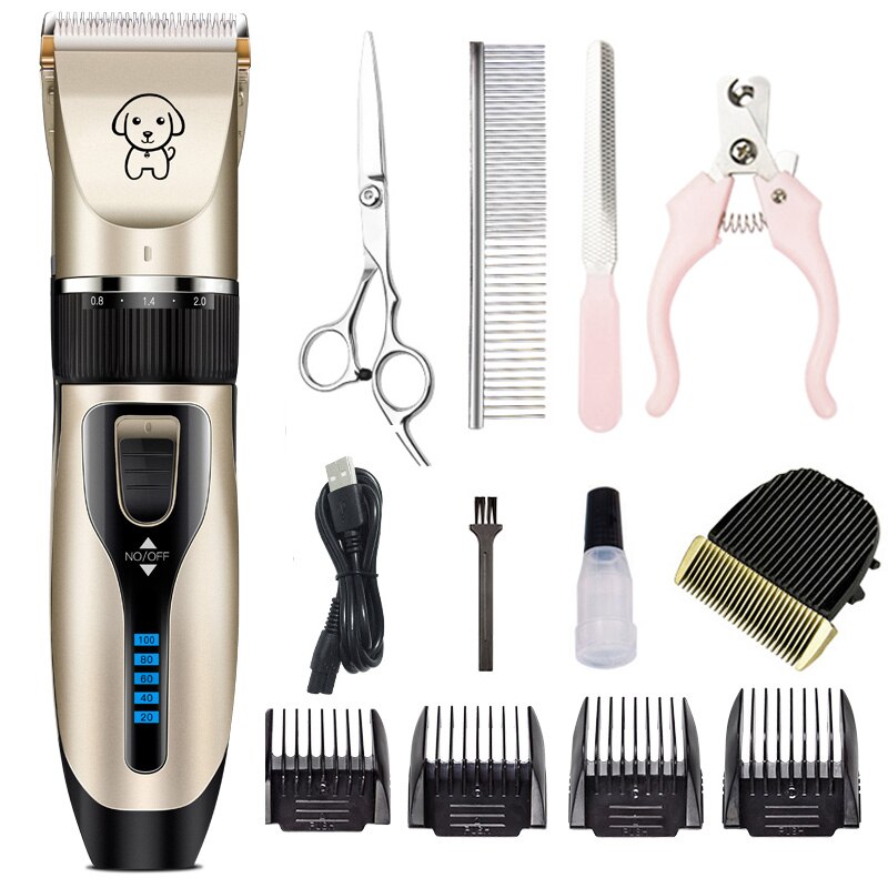 Oplaadbare tondeuse voor huisdieren, honden, katten, dieren, geluidsarme tondeuse, scheerapparaat, batterijdisplay: K5- d-kit 6