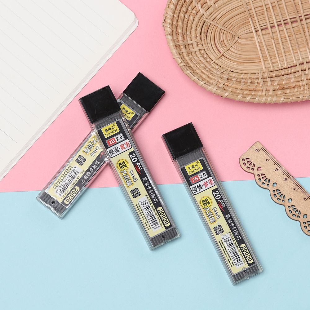 20 Pcs/40 Pcs/100 Pcs/Box 20mm Graphite Lead Automatic Pencil Replacement Core 2B Thick Lead Mechanical Pencil Refill