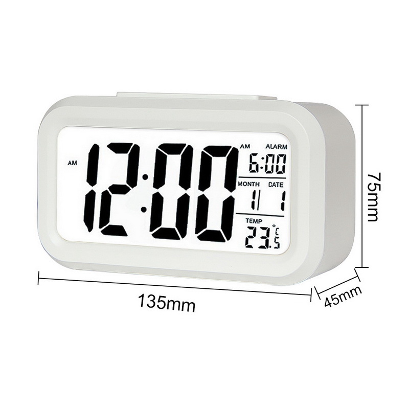 LED Digital Alarm Clock Time Date Large Display Backlight Display Temperature Electronic Calendar Snooze Function Desk Clocks