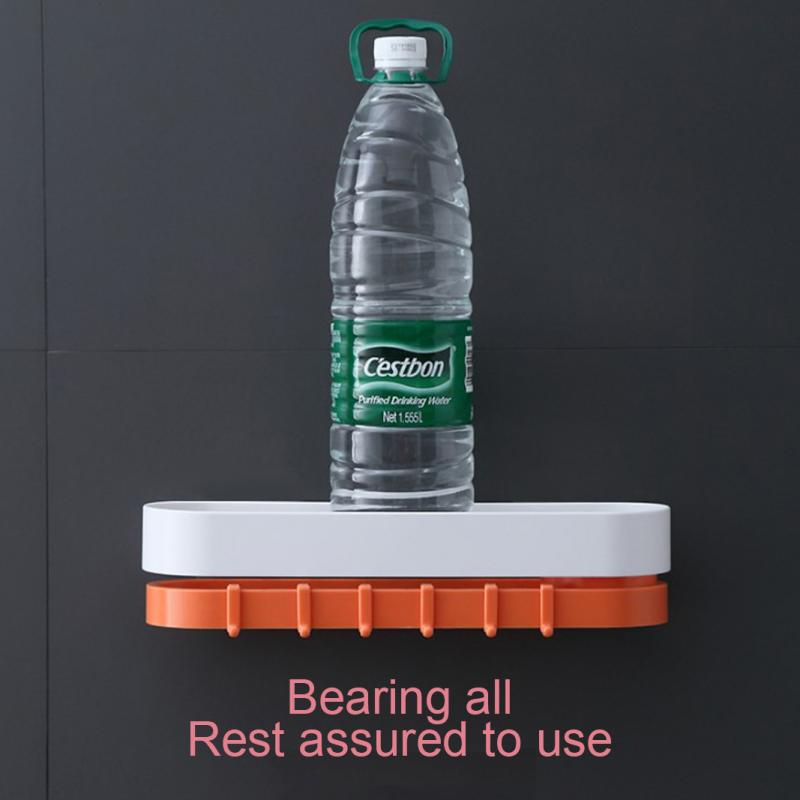 Punch-free Double Layer Rotating Rack Corner Frame Shower Shelf Wrought Shampoo Storage Rack Holder Shelfs Bathroom Kitchen