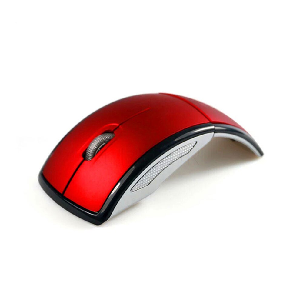 KEBETEME – souris optique de jeu sans fil 2.4GHz, pliable et Ultra-fine en Arc, pour ordinateur PC et Laptop: Rouge
