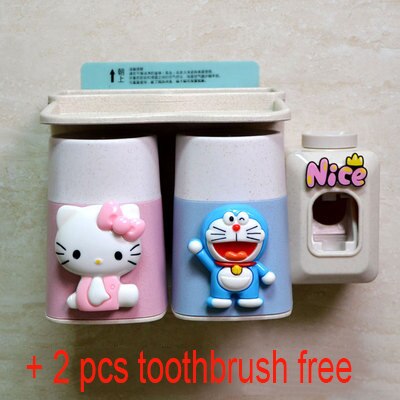 Boxi Automatic Toothpaste Squeezer Toothbrush Cup Dispenser Dust-Proof Toothbrush Holder Cartoon Cup Bathroom Accessories: 0297