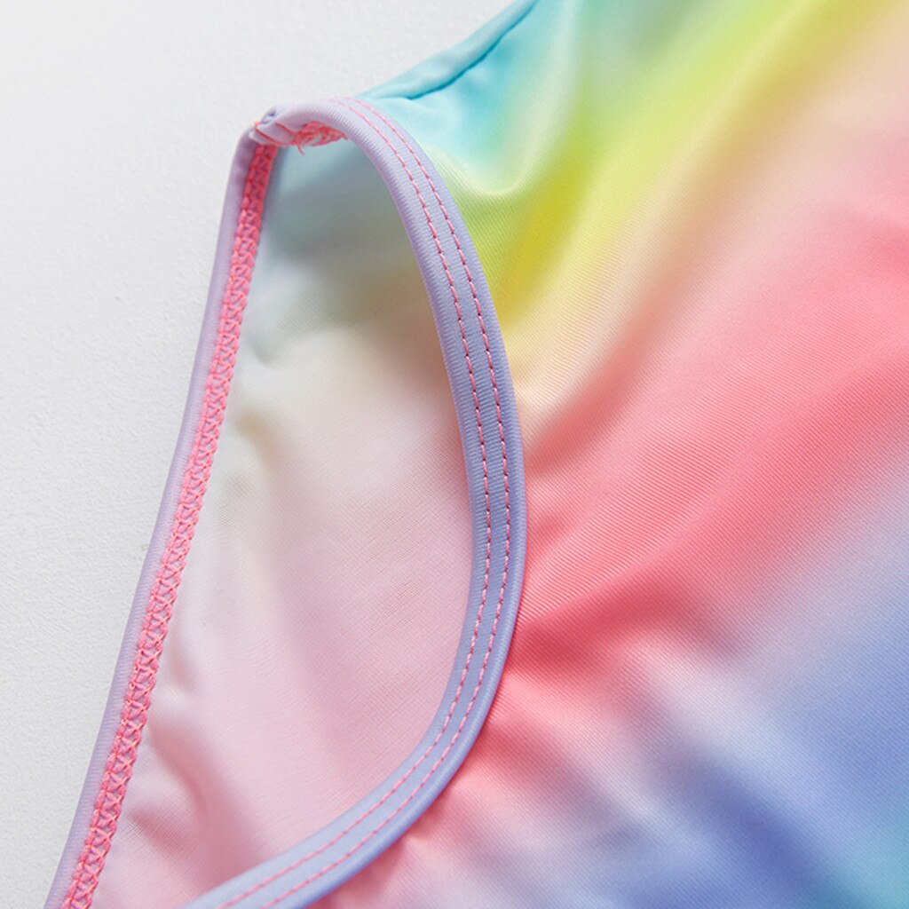 TELOTUNY Toddler Baby Kids Girls Stripe Rainbow Swimwear Swimsuit Beach Romper Toddler Infant Girls Swimsuit One-piece