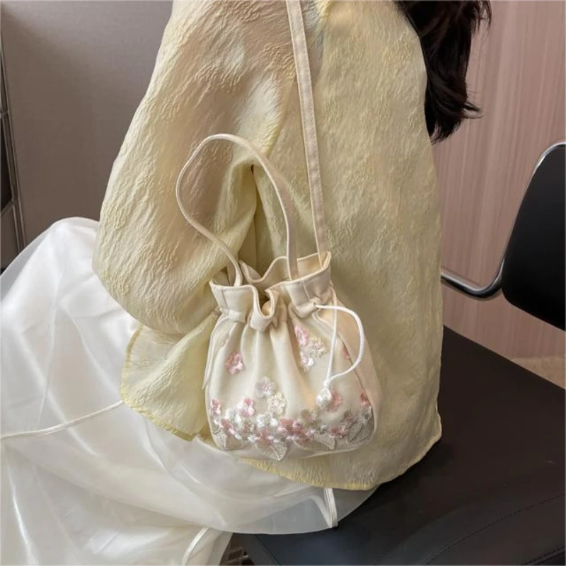 Bolsos de hombro pequeños a la para mujer, bolsos de playa de paja con cordón, bolsos con bordado de flores, bolsos cruzados de encaje para viaje